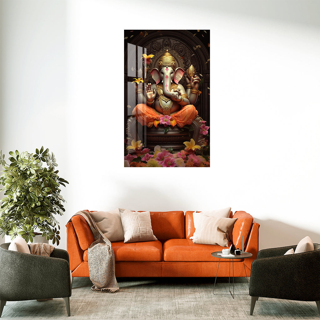 ganesh with flower