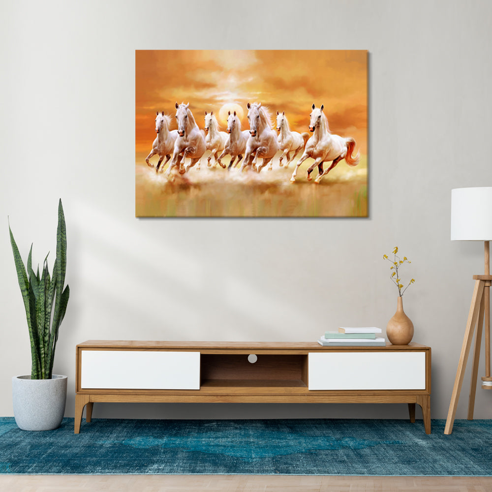 seven horse running canvas wall art