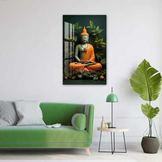 buddha statue with leaves