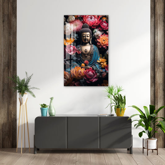 colorfull lotus with buddha