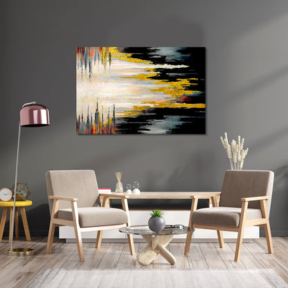 A painting of a black and gold canvas wall art