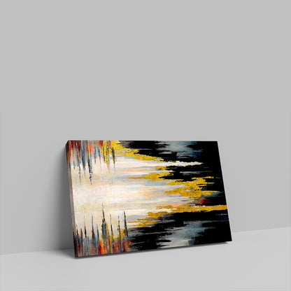 A painting of a black and gold canvas wall art